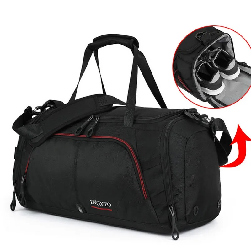 

2018 New Outdoor Men Large Training Sports Gym Bag with Shoes Pocket Duffel Tote Travel Backpack Shoulder Handbag Free Shipping