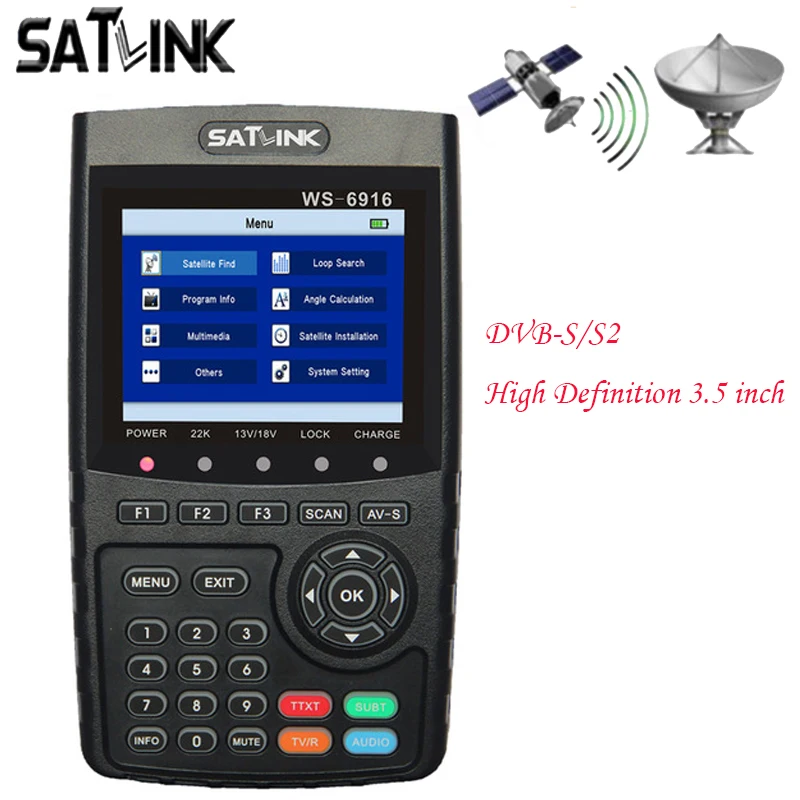 Satlink WS 6916 Цифровой спутниковый Finder DVB S/S2 Высокое разрешение 3 5 дюймов MPEG 4 HD метр с