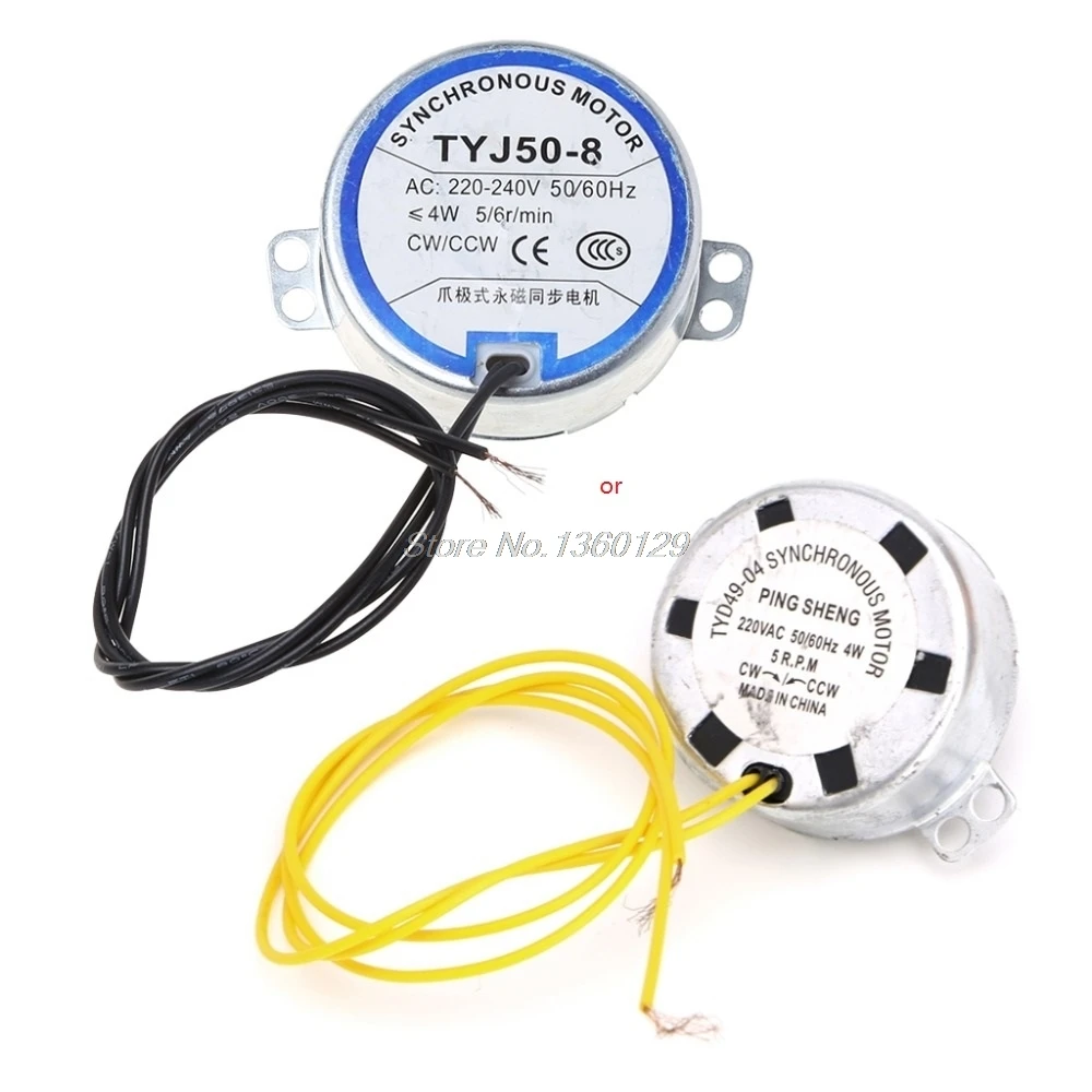 

220-240V AC 5/6RPM Fan Synchronous Motor Geared 4W CW/CCW 50/60HZ 1Pc