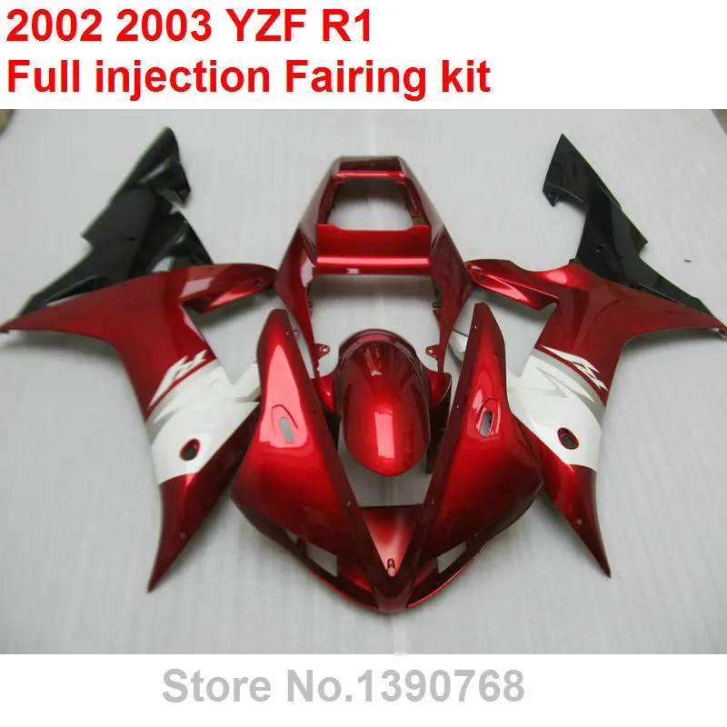 

Injection molding free customize fairing kit for Yamaha wine red white YZF R1 2002 2003 fairings set YZFR1 02 03 BV06