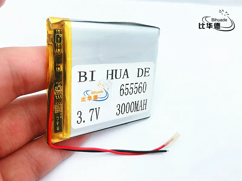 

li-po Liter energy battery 3.7V lithium polymer battery small pudding 655560 rechargeable batteries 3000mAh Ma GPS navigator