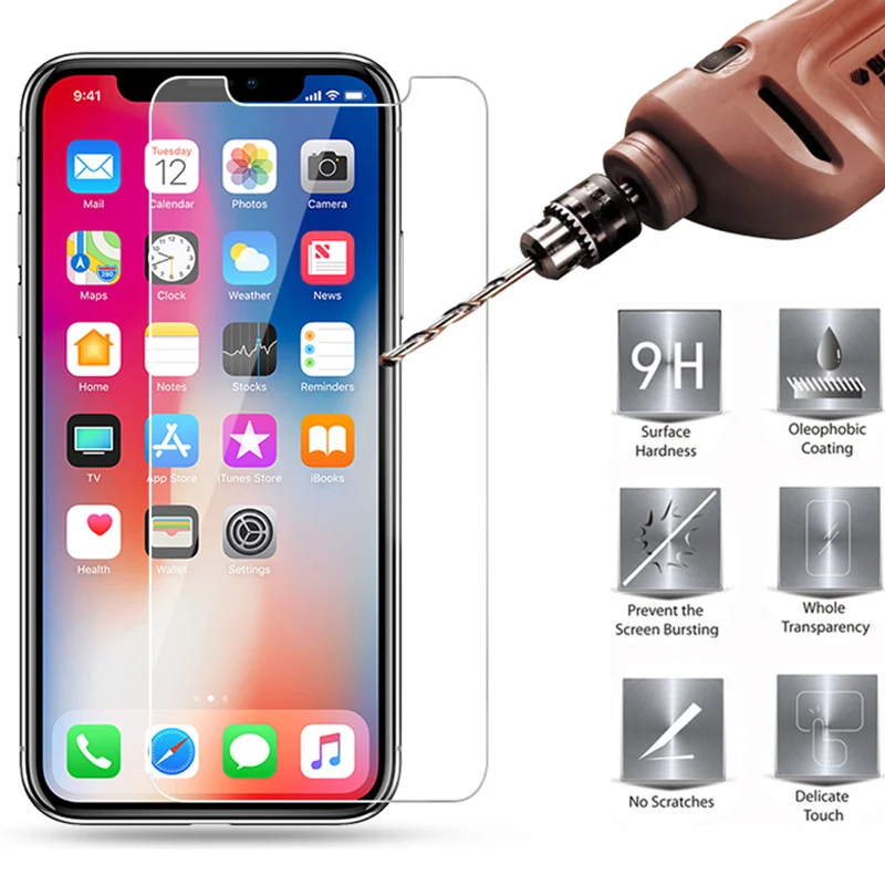 Закаленное стекло 9H для iPhone XR XS Max закаленное X 8 7 6s 6 Plus жесткая пленка 5 5S SE 4 4S |