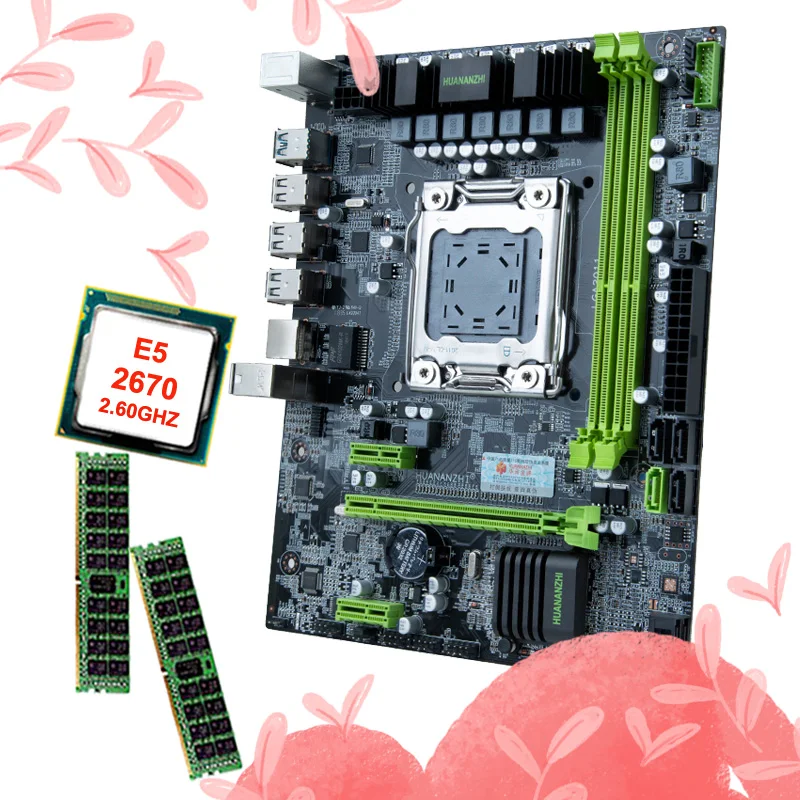 ^*Best Offers HUANANZHI X79 6M LGA2011 motherboard bundle discount motherboard with CPU Intel Xeon E5 2670 2.6GHz RAM 16G(2*8G) DDR3 REG ECC