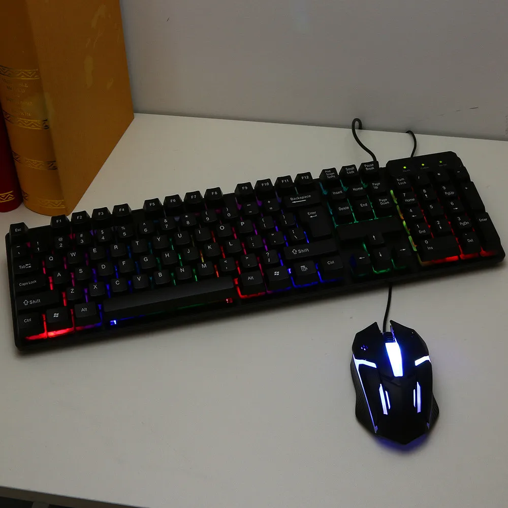 OMESHIN Gaming Keybord Проводная клавиатура и 4000 dpi Мышь Набор для геймера с 7 цветами дыхательный светильник мышь и клавиатура комбо 118A