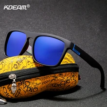 Мужские и женские очки для улицы KDEAM, солнцезащитные брендовые дизайнерские солнцезащитные очки, квадратные поляризационные очки с твердым чехлом на молнии