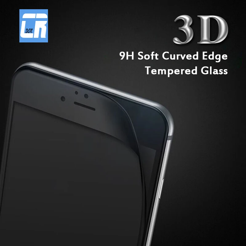 Kopen 3D 9 H Zachte Gebogen Rand voor iPhone 7 6 6 s Plus 8 Volledige Premie Screen Protector Gehard Beschermende cover Over Gehard Glas
