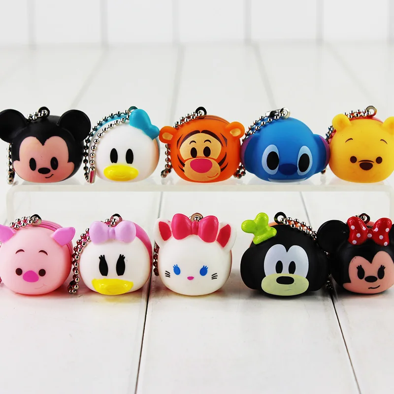 

10pcs/lot 3cm Mickey Minie Figure Toy Duck Pluto Panther Stitch Model Doll Keychain Pendant