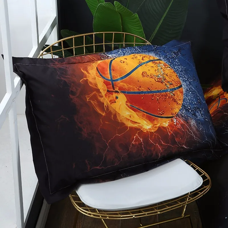 Preise 3D Home Textil Basketball Feuer König königin twin Größe 3 stücke Bettwäsche Set Von Duvet doona Abdeckung kissen Fällen Bettwäsche Set Keine Blätter