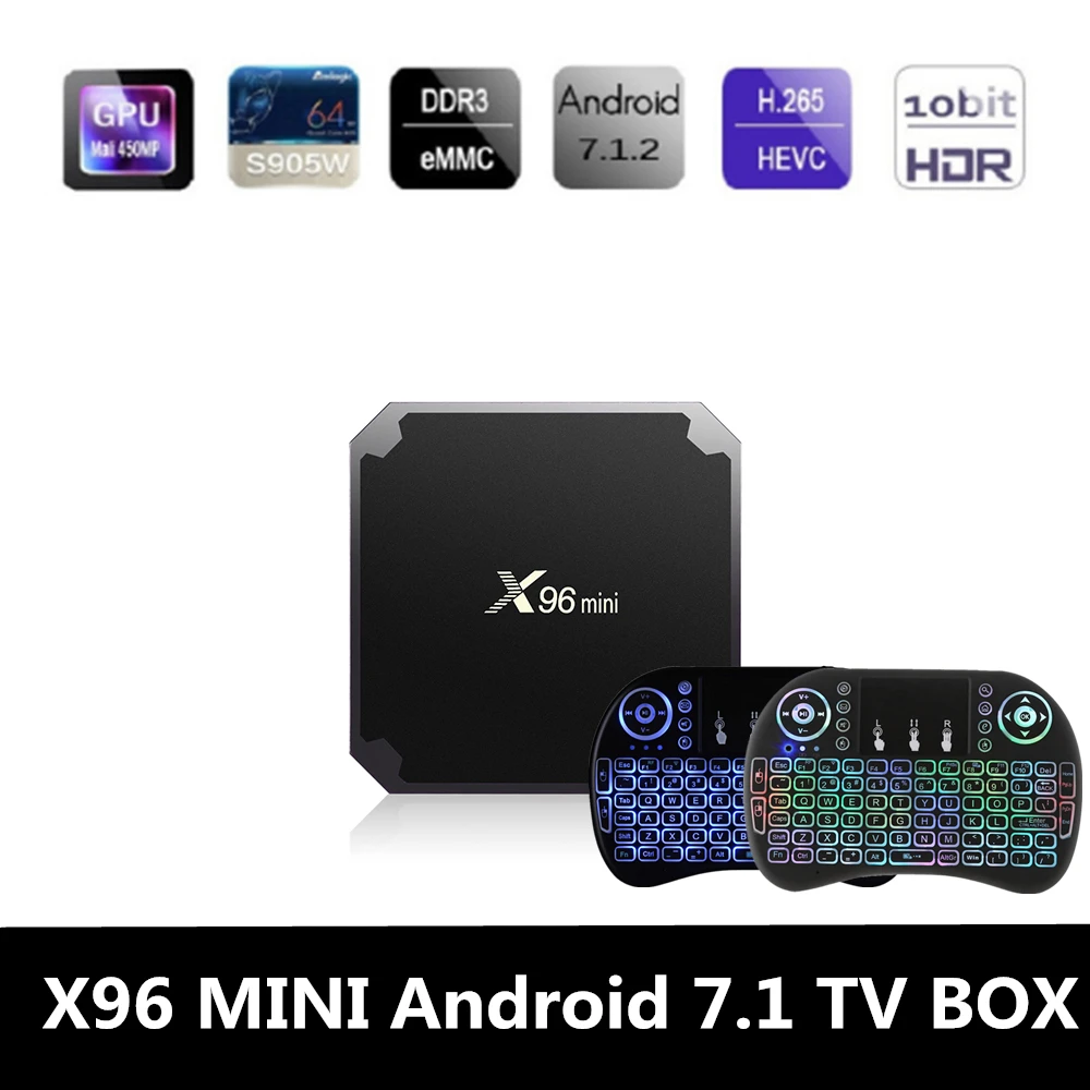 X96 Мини Android 7 1 Amlogic S905W 4 ядра Wi Fi К Smart ТВ IP коробки 2 ГГц 100 м BOX LAN телеприставки Media