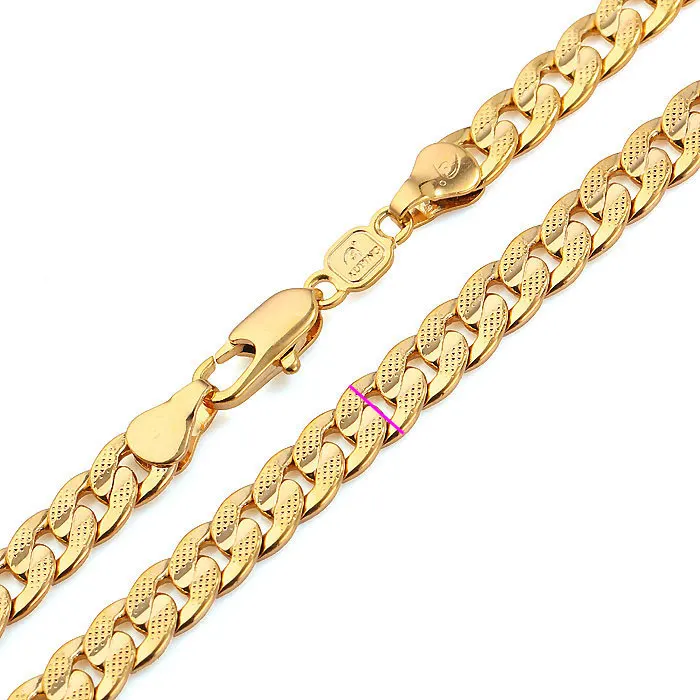 

Classics Men Solid Gold FINISH Cuban Link Chain Real Plated Curb Necklace