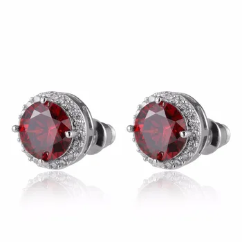 

GrayBirds Hiphop Round Stud Earrings Copper With AAA Cubic Zirconia Red And Clear Colors High Quality Jewelry For Lady XYE025
