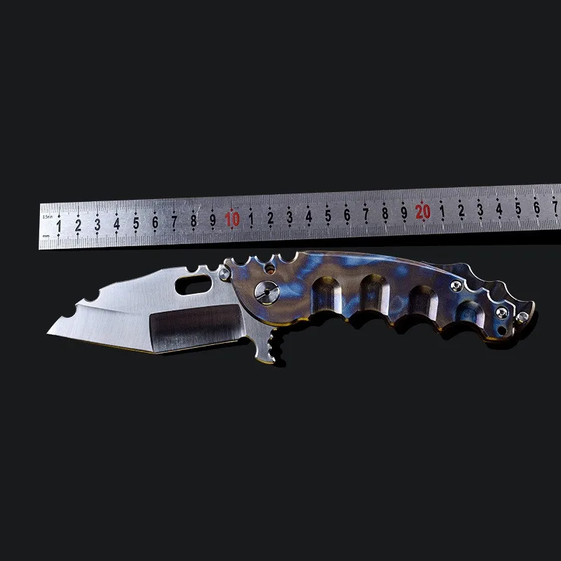 

Folding Knife D2 Blade Titanium TC4 Handle Tactical Knives Camping Hunting Ball Bearing Survival Knife EDC Tools