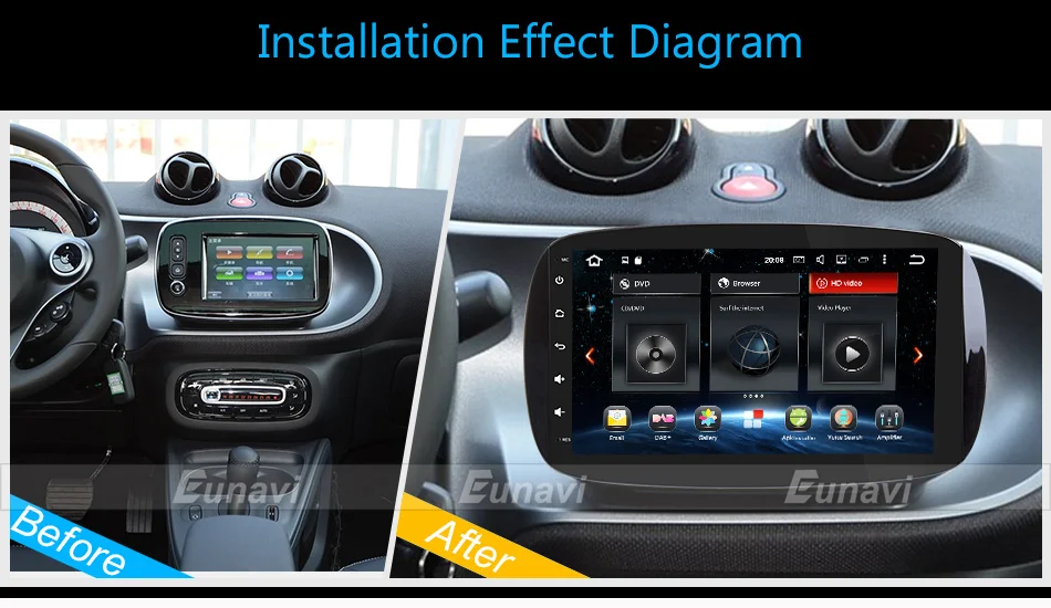 Cheap Eunavi Single 1 Din Android 7.1 Car radio stereo 2G RAM Autoradio GPS Navigation for Mercedes-Benz smart Quad core Stereo Video 23