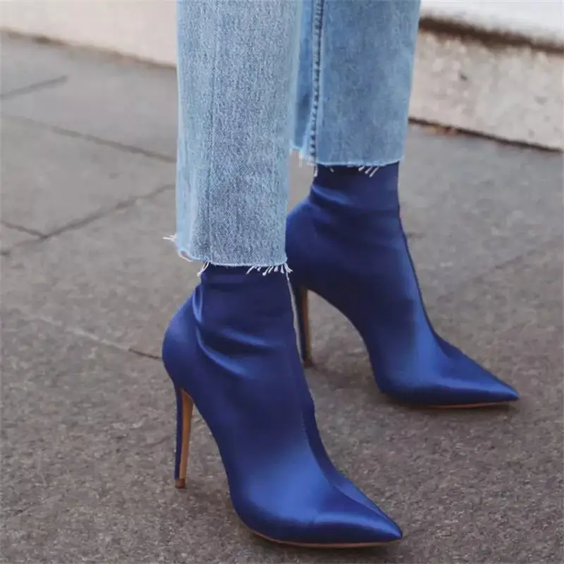 

2019 Hot Spring Women Mid Calf Solid 9.5CM High Heels Ladies Boots Pointed Toe Sexy Winter Women Shoes Thigh High Boots