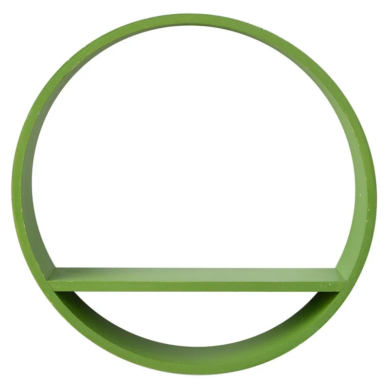 Green Деревянная круглая плавающая полка, Круглый Органайзер для хранения дома, витрина, держатель, полка, Настенный декор - Цвет: Green