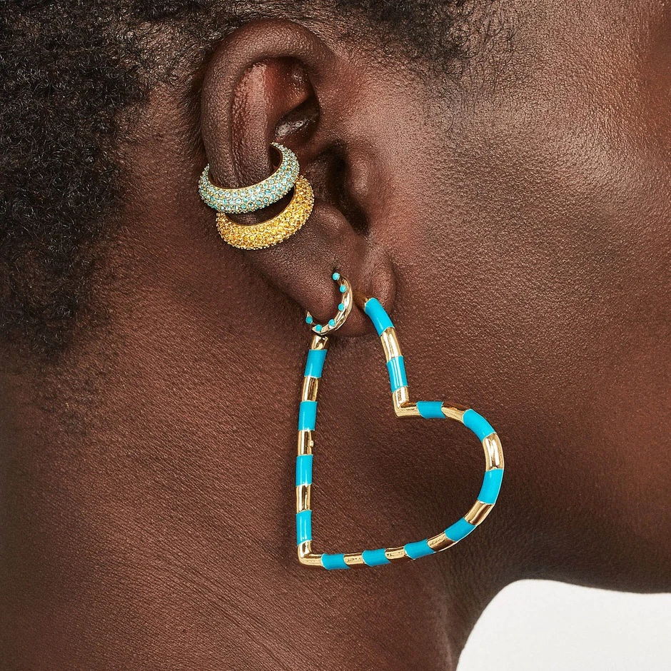 

Ladyfirsy Newly Big Love Heart Shape Circle Drop Earrings Party Jewelry Bohemian Multi Color Statement Earrings for Wedding Gift