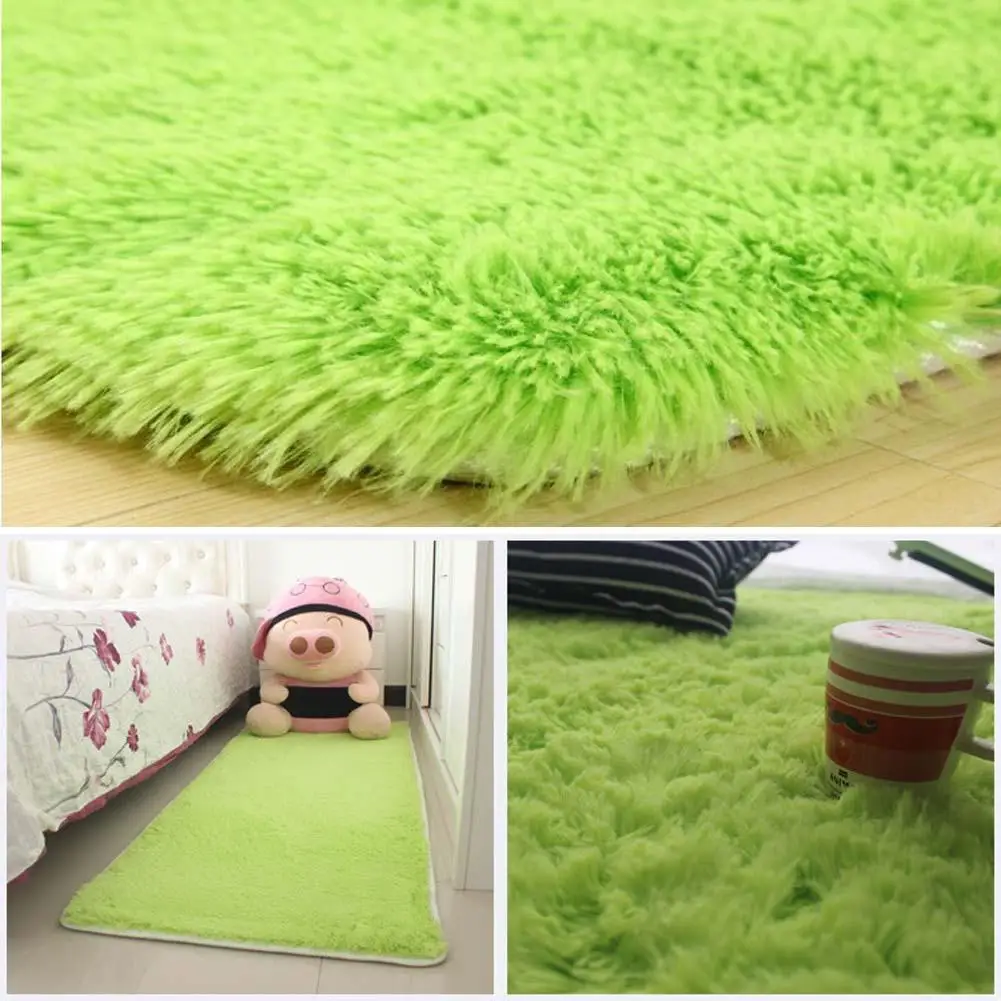

Fluffy Rugs Anti-Skiding Shaggy Area Rug Dining Room Carpet Floor Mats Green shaggy rugs shag rugs APJ PML