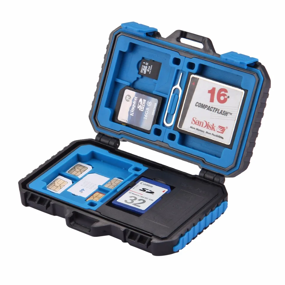 Memory Card Case with USB 3.0 Reader Waterproof 22 Slots SIM CF TF SD MSD Cards Case Storage Box