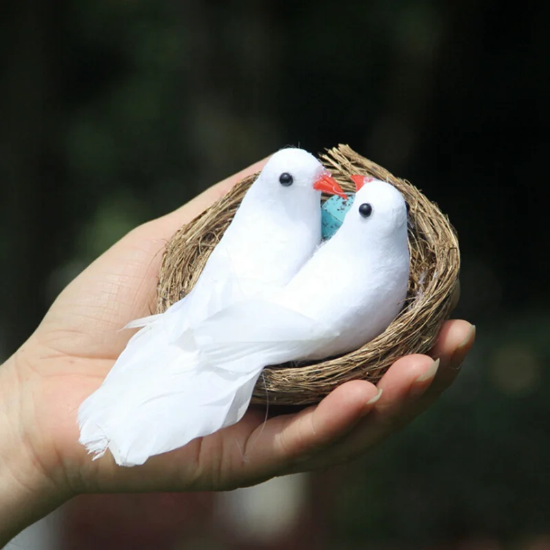 Новый Имитация голубь мира для свадьбы дома и сада украшения маленький белый голубь