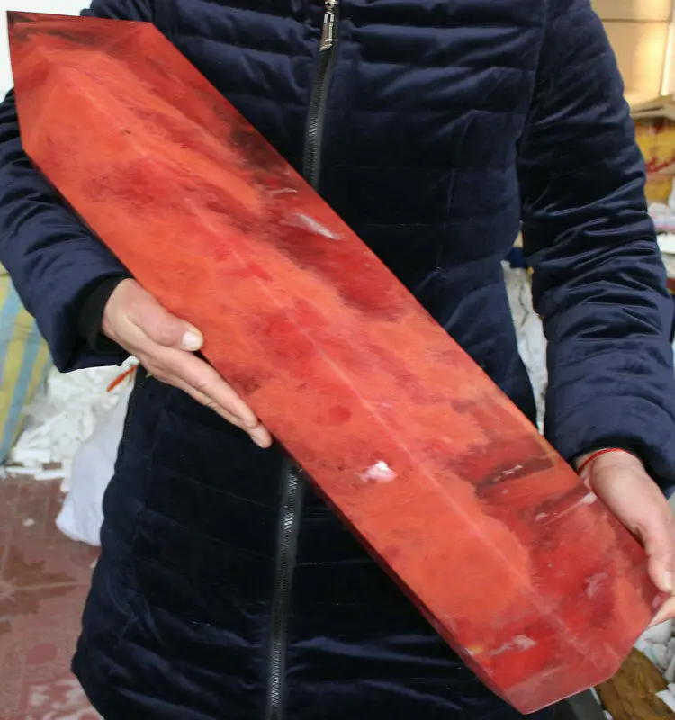 

57.5LB 27" GIANT HUGE RED MELTING QUARTZ CRYSTAL POINT POLISHED HEALING