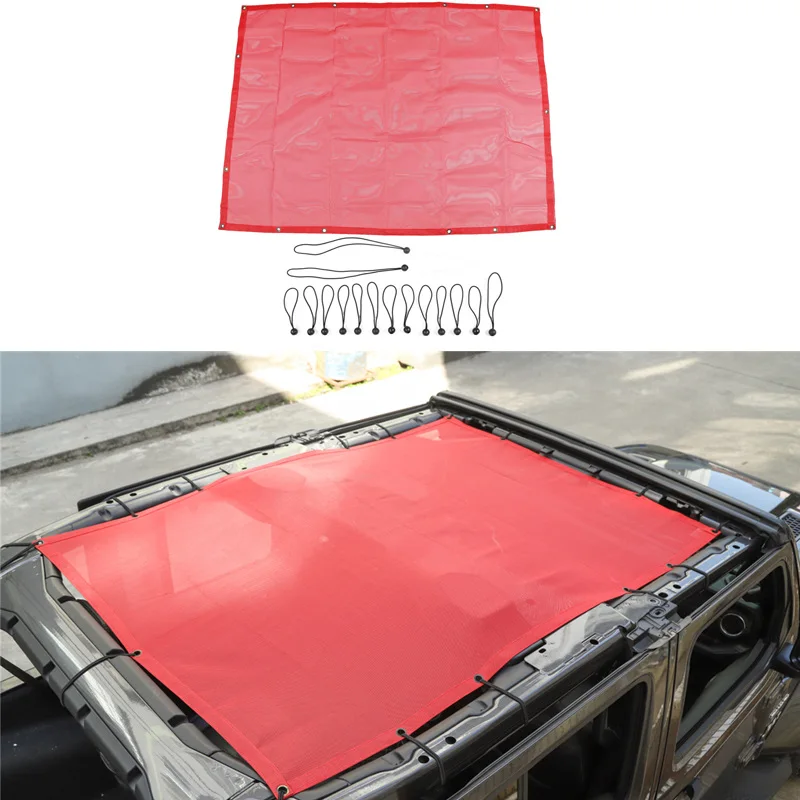 Для Jeep Wrangler JL сетка для теплоизоляции Солнцезащитная сетка на потолок мягкий верх 4 двери козырек от Солнца Автомобильные внешние аксессуары - Цвет: Красный