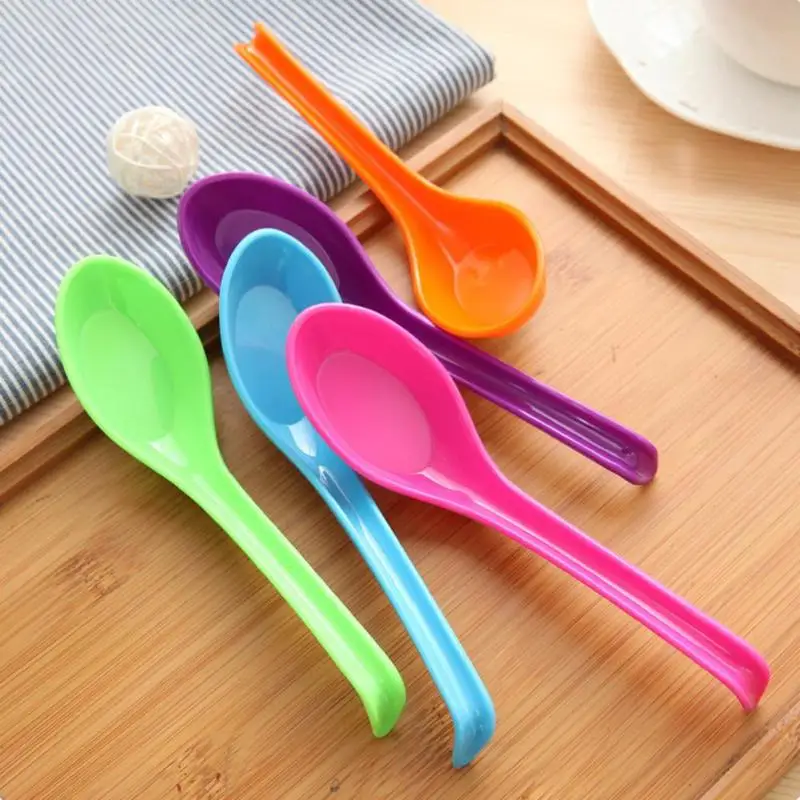 Candy Color Hook Spoon Melamine Soup Spoon Noodle Soup Food Spoons Adults Kids Tableware