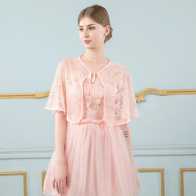 

2019 Elegant Bolero Women Lace Sleevess Scoop Neckline for Evening Party Dresses Laddies Jacket