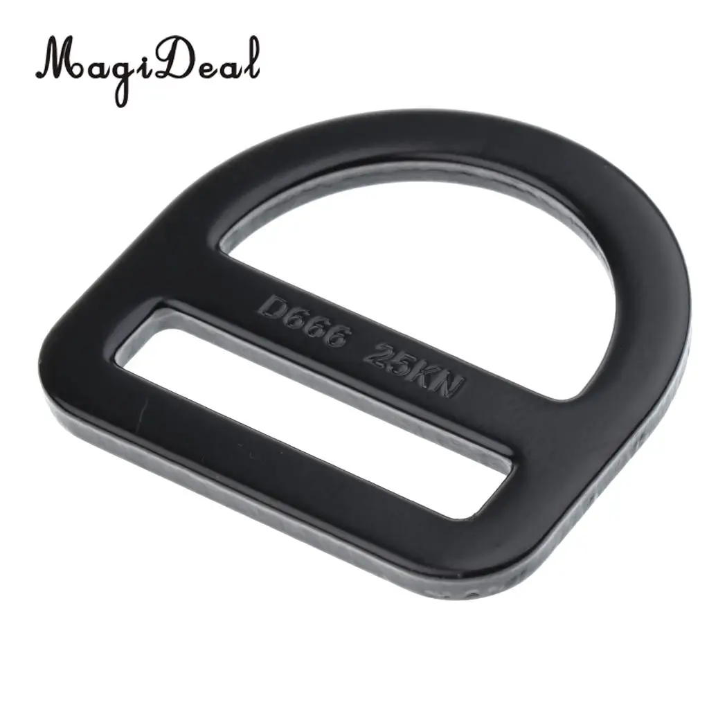 MagiDeal Outdoor Slotted D Ring Belt Strap Buckle Hook for 45mm Strap Outdoor Climbing Mountaineering Arborist