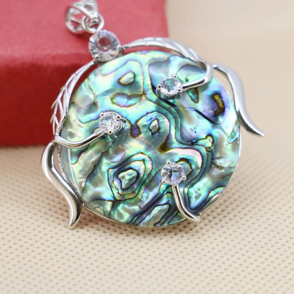 42mm Natural Abalone seashells sea shell Round pendant paua Flower