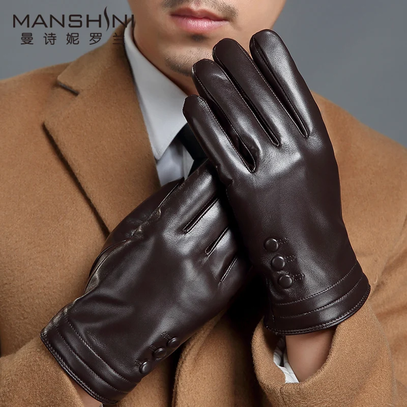Genuine leather gloves men winter outdoor keep warm add cashmere large size sheepskin gloves touch screen gloves MLZ111 Genuine leather gloves men winter outdoor keep warm add cashmere large size sheepskin gloves touch screen gloves MLZ111