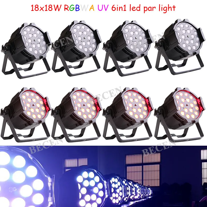 

8 шт./лот 18x18 Вт RGBWA УФ 6in1 par может осветить зум 10-60 градусов Par свет для для свадебной вечеринки