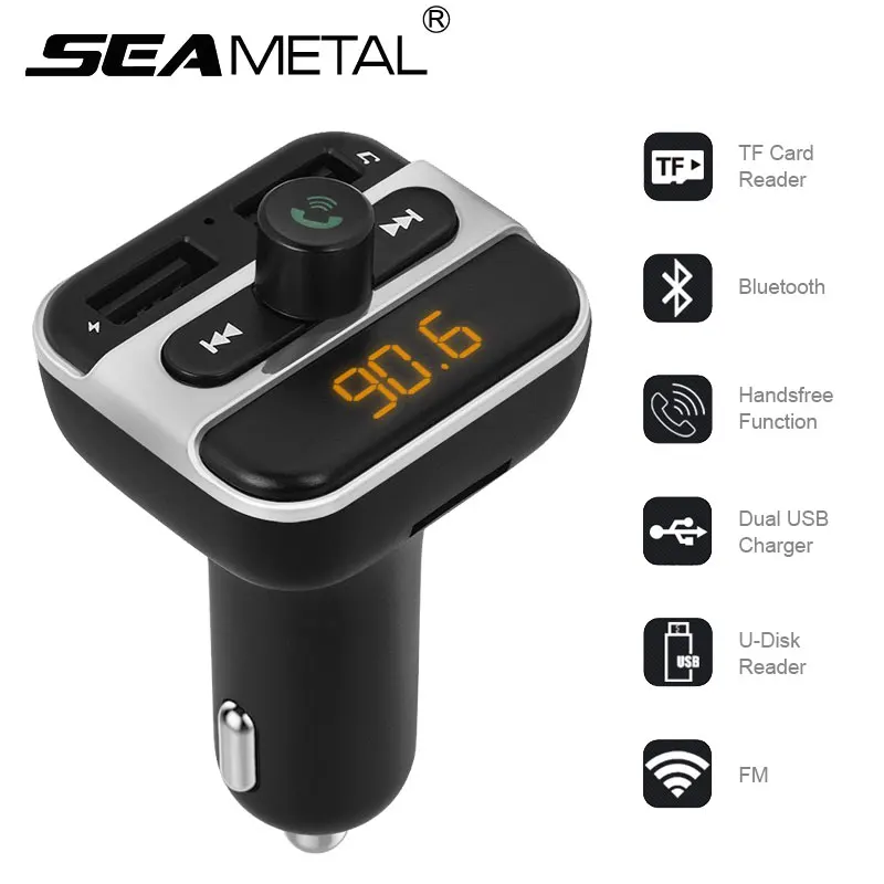 

Car Kit MP3 FM Transmit Bluetooth Handsfree Phone Speaker 2Port USB Charger For iPhone Call Auto LCD Display Audio Music SD Card