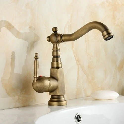 Bathroom Basin Sink Faucet Antqiue Brass Waterbasin Single Hole Deck