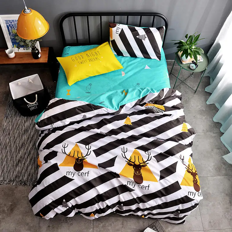 

2018 NEW IN HOT!!Free Shipping Strip 4PCS Bedding Set Nature Plant Printed BED SET/bedclothes/ Velvet duvet covers bed sheet
