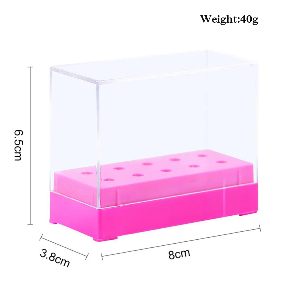 7/10 отверстие Шлифовальная головка для ногтей коробка для хранения инструментов прозрачный шлифовальная насадка для ногтей искусство инструмент Электрический Маникюрный аппарат аксессуары