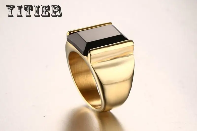 2 Pcs/lot High Quality Titanium Cool Charming Fashion Men Nice Plating Gold Identity Popular Elegant Ring Boy Gold Steel Color