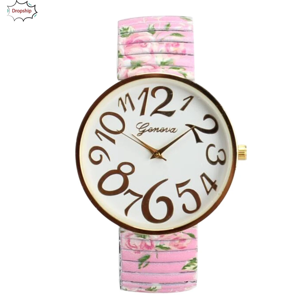 OTOKY Лидер продаж Модные женские эластичные кварцевые наручные часы с цветком и термоусадочным браслетом Прямая поставка 18Oct13