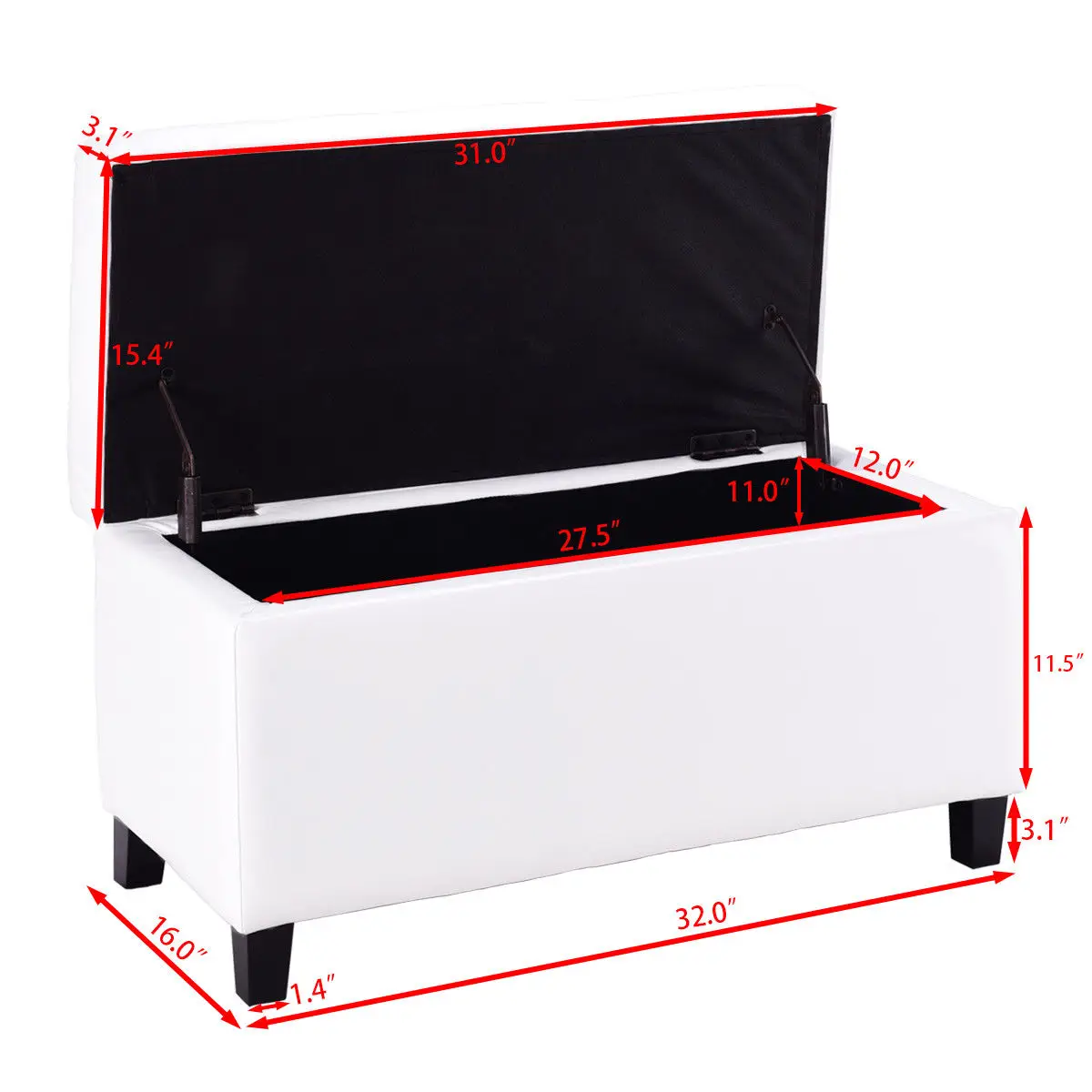 Giantex 32\'\' Modern Storage Ottoman Bench Faux Leather Footrest Footstool High Quality Organizer Living Room Furniture HW56827WH-in Stools & Ottomans ... Giantex 32\'\' Modern Storage Ottoman Bench Faux Leather Footrest Footstool High Quality Organizer Living Room Furniture HW56827WH-in Stools & Ottomans ...