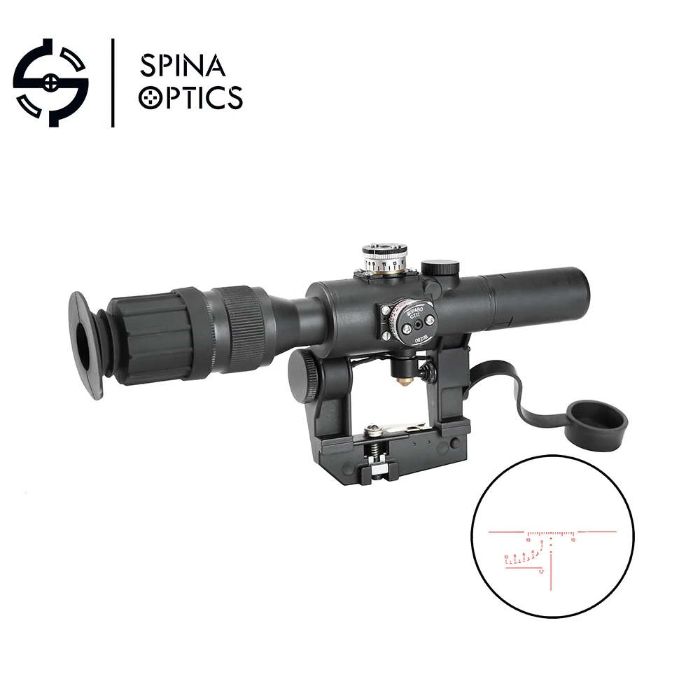 Оптика SPINA тактический Красный с подсветкой 4x24 PSO 1 Тип прицел Fit AK 47 красной