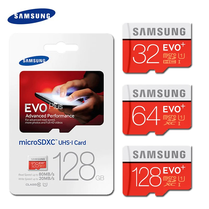 SAMSUNG EVO+ Memory Card 16GB/32GB/SDHC 64GB/128GB/SDXC 80MB/S Micro SD TF Class10 Class10 Flash Memory Cards Free Shipping