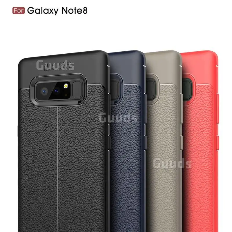 Luxury Auto Focus Litchi Texture Silicone TPU Back Cover for Samsung Galaxy Note 8 - Black