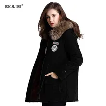 Escalier Women s Fur Winter basic Jackets Fur Collar Coat Jacket Thick Warm Hooded Zippers Warm