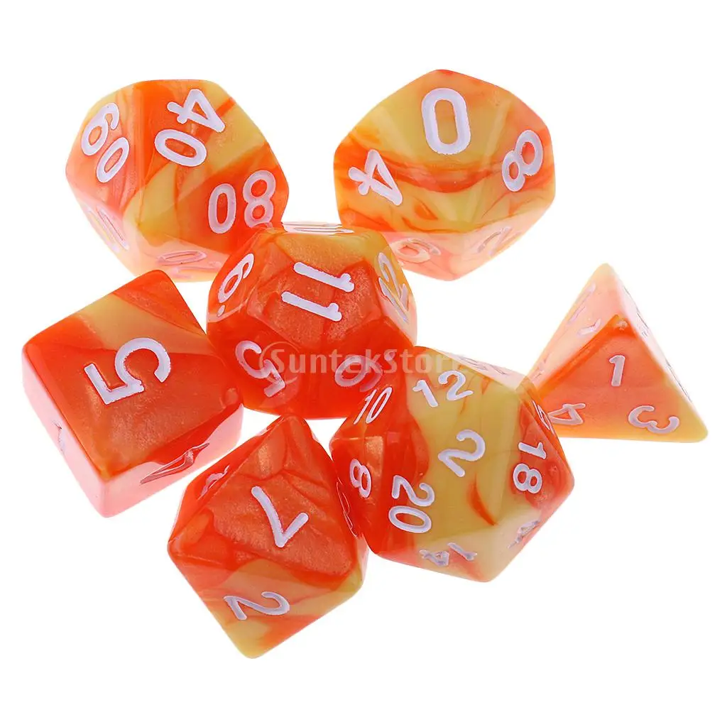 7PCS Polyhedral Dice D20 D12 D10 D8 D6 D4 for Dungeons and Dragons Table Games