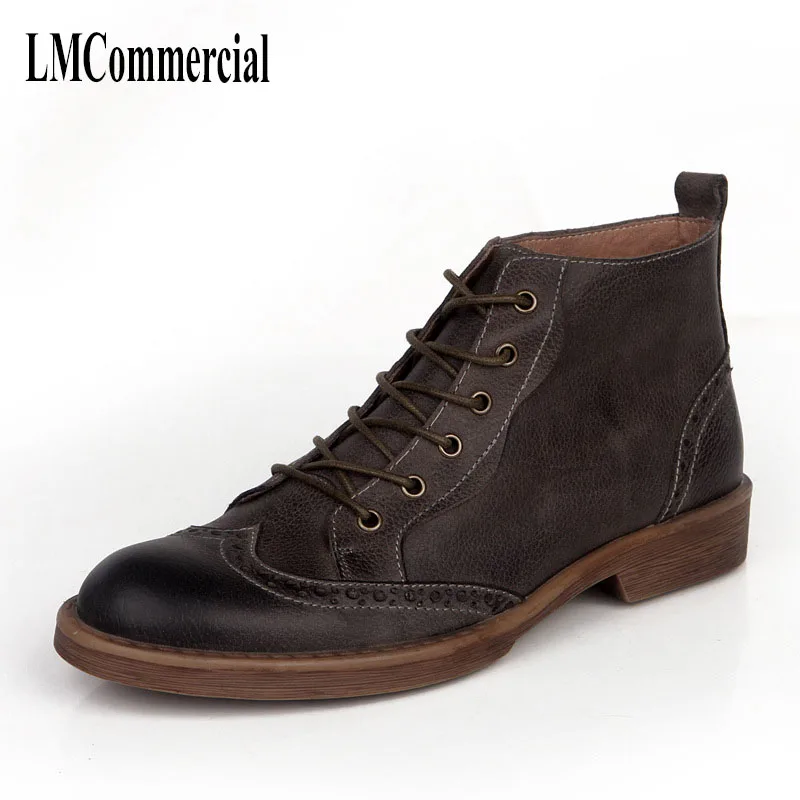 

New England Martin Boots Men high shoes Leather shoes Men's sportswear men carved work boots cowhide breathable casual Leisure
