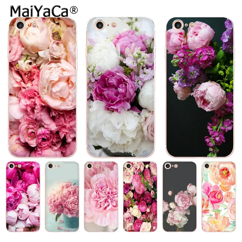 MaiYaCa розовый цветок пионы 2018 цветной рисунок мягкий tpu чехол для телефона iPhone 8 7 6 6S