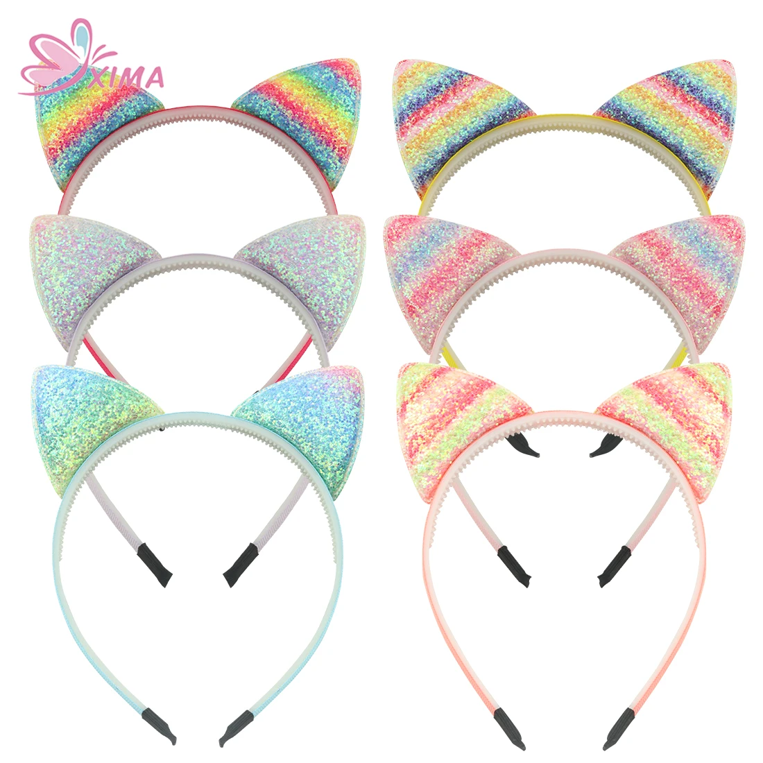 

XIMA 6pcs/lot Cat Ears Head Bands Fashion Lady Women Hoops Girl Hairband for Birthday Party Hair Accessories