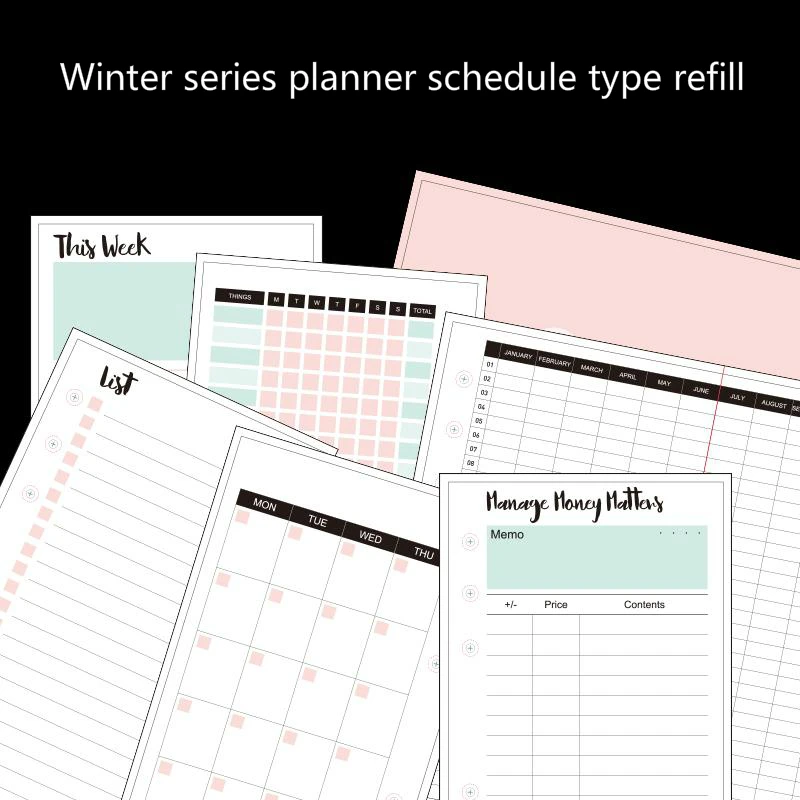 

Lovedoki Winter Refill for Dokibook Notebook Core Filler Paper Planner Day Diary Weekly Plan Schedule Organizer 2019 Agenda