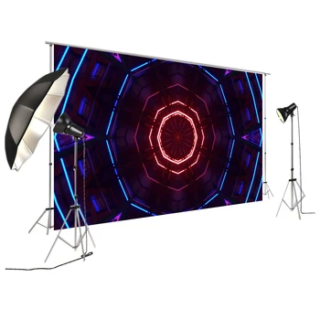 

Glow in The Dark Backdrop Background Party Supplies Durable Banner Purple Laser Lines XT-7308