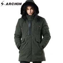 S. ARCHON Толстая теплая зимняя куртка мужская тактическая Съемная шапка куртки с высоким воротником Верхняя одежда пальто пуховая подкладка пальто парка Повседневная