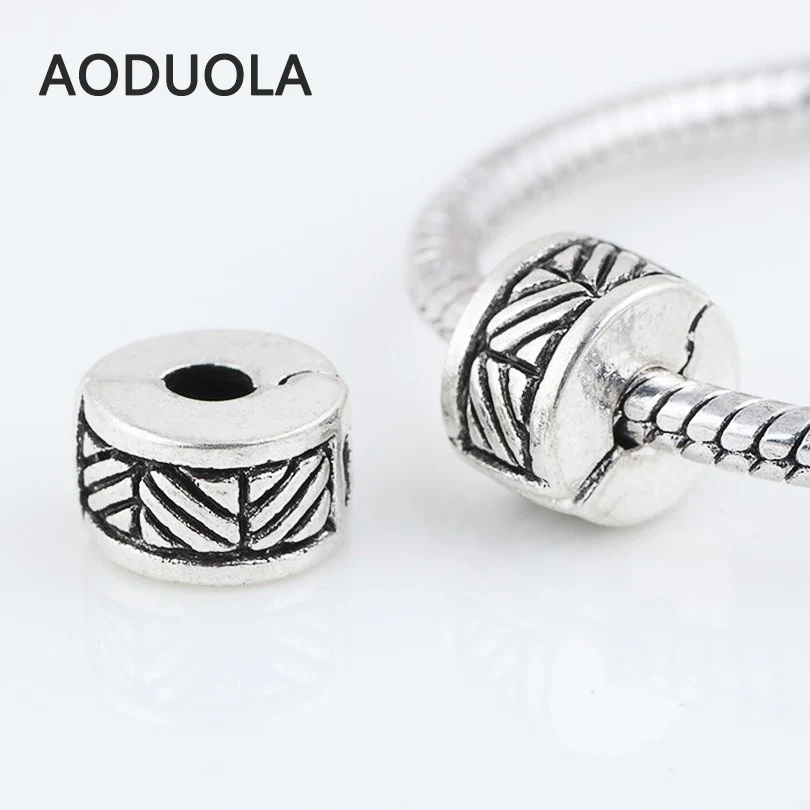10 Pcs a Lot Silver Copper Stopper Beads Diagonal Clip Lock European
